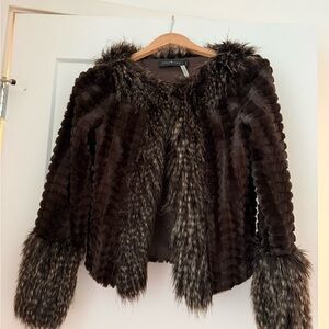 Faux Fur Teddy Jacket - Brown